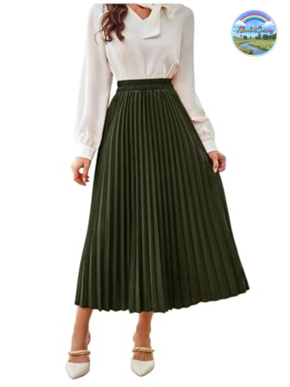 Pleated High Waisted Flowy Maxi Skirt